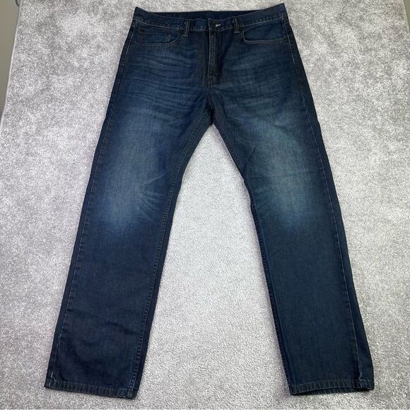 Levi's Jeans Men's 36X31 Blue 505 Straight Mid-Rise Dark Denim Pockets - Picture 1 of 13